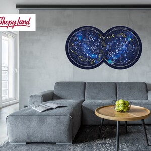 Abnehmbares Wandbild Sternbild Karte, Sternbild Karte Wandtattoo, ablösbares Wandbild, temporäres Abziehen und Aufkleben Wandkunst, W72