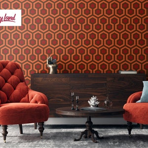 Spooky Removable Wallpaper, Overlook Hotel Wallpaper, Classic Horror Movie Peel and Stick Wallpaper, Redrum Pattern, W189