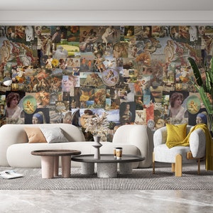 Renaissance Masterpieces Wallpaper – Fine Art Aesthetic Collage Wallcovering – Peel & Stick or Non-Pasted Wall Decor by ShopyLand, W203