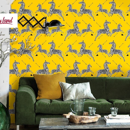 Zebra Removable Wallpaper Vintage Peel and Stick Wallpaper Etsy