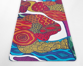 Harajuku Style Yoga Mat, Professional Pilates Mat with Strap, Japanese Garden Yoga Rug, Colorful Fitness Mat, Y53