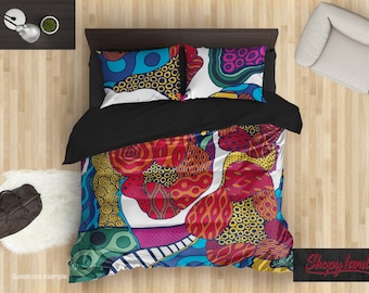 Harajuku Style Bedding Set – Japanese Design Comforter – Colorful Aesthetic Duvet Cover for Trendy Bedroom Decor by ShopyLand, B107