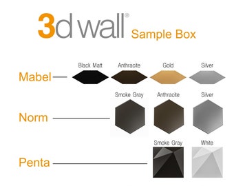 3D Wall Panels samples, Wall paneling sample box, 4 tiles Mabel design Wall Decor, 3 pcs of Norm & Zeta, 2 pcs of Penta design