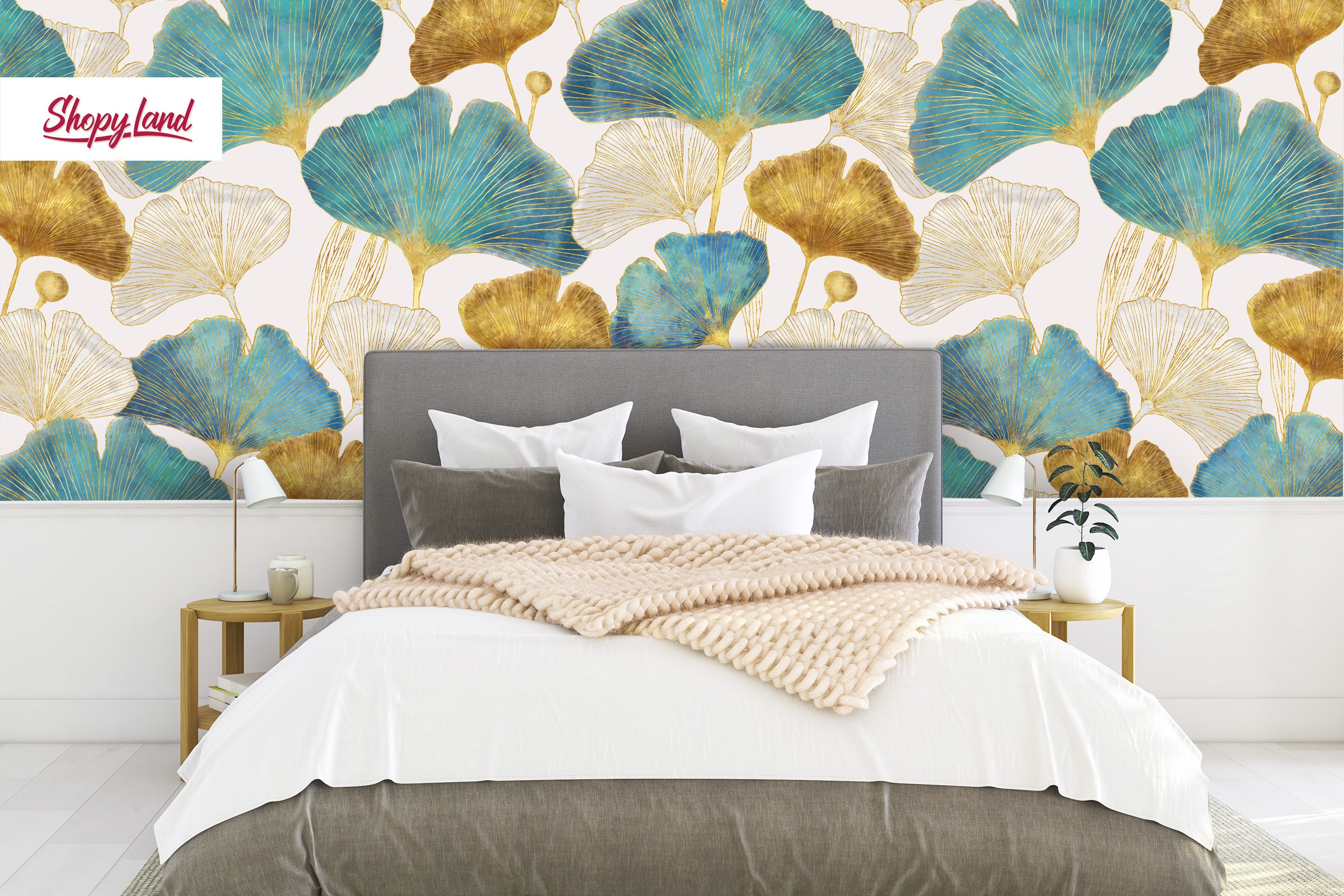 Ginkgo Leaves Peel and Stick Wallpaper Ginkgo Biloba Etsy