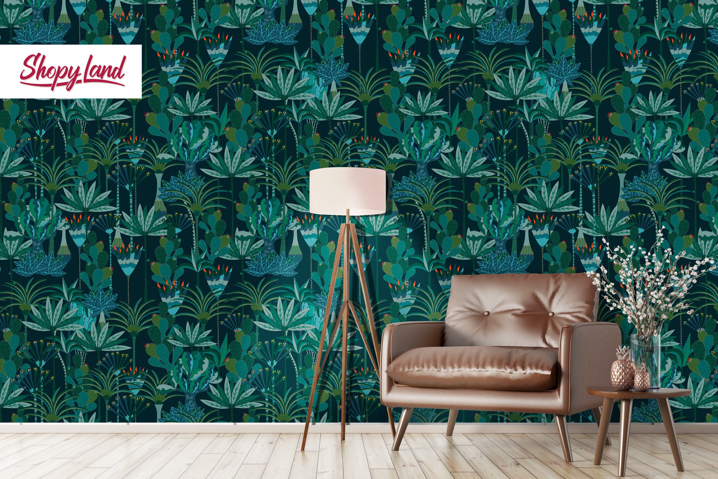 Contemporary Tropical Wallpaper Tropical Exotic Wallpaper Etsy