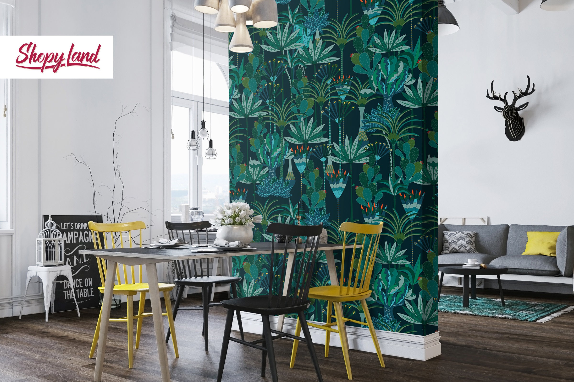 Contemporary Tropical Wallpaper Tropical Exotic Wallpaper Etsy