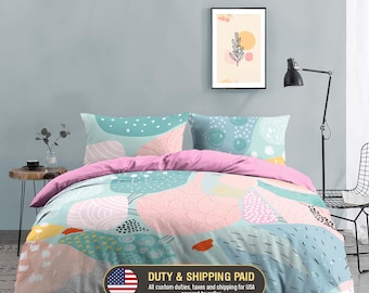 Modern Abstract Duvet Set - Colorful Artistic Bedding - Scandinavian Bedroom Decor, 215