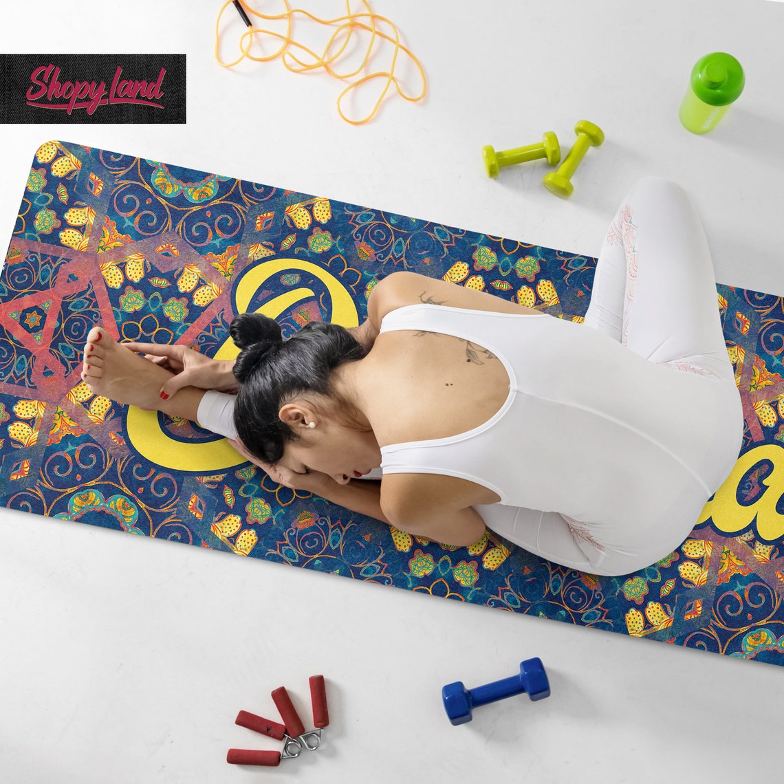 Floral Yoga Mat Personalized Pilates Rug Vinyasa Yoga Mat Etsy