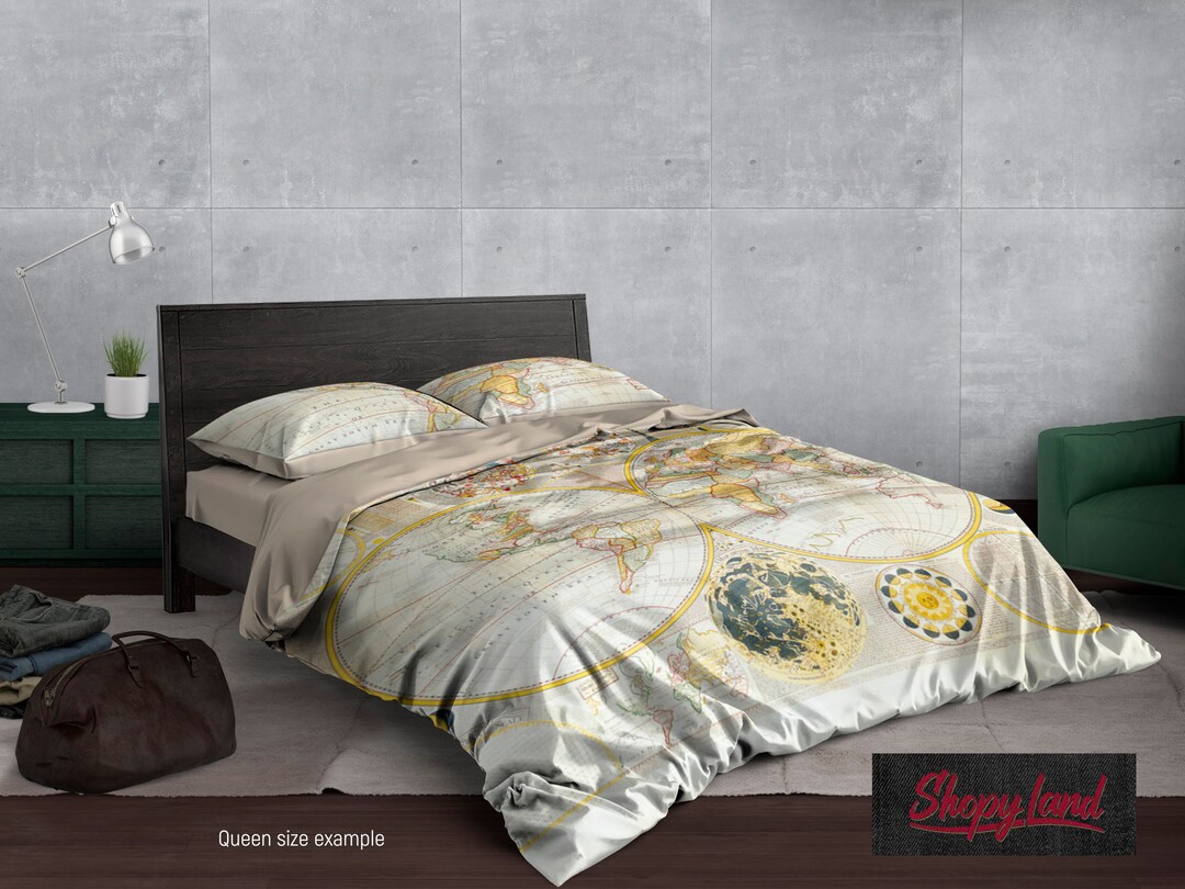 Ancient Map Bedding Set Duvet Cover Set World Map Vintage - Etsy