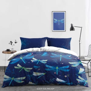 Dragonfly Bedding Set – Duvet Cover with Dragonflies Pattern – Made to Measure Bedding – Custom Comforter Set by ShopyLand, B198