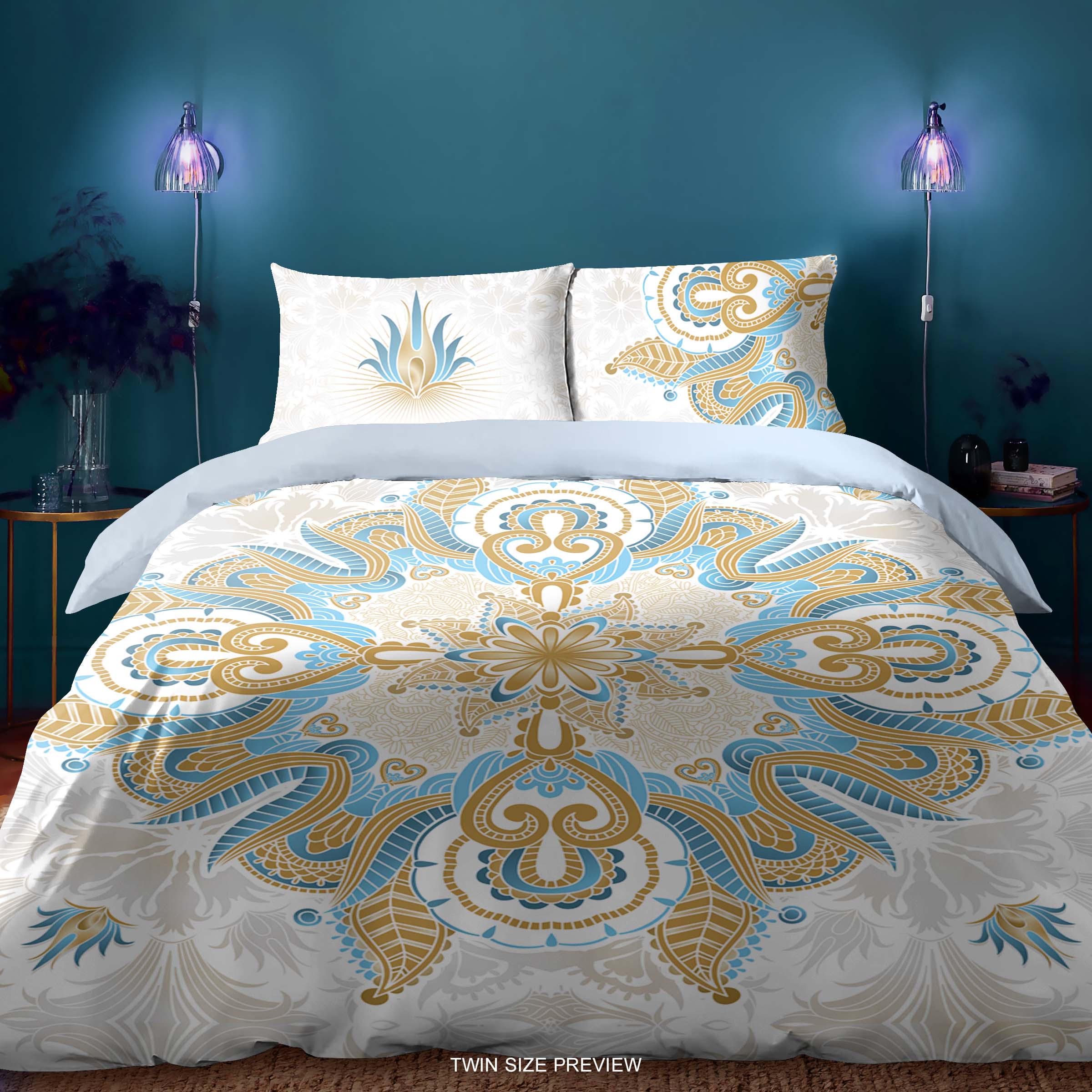 White Mandala Duvet Cover – Bohemian Comforter Set – Luxury Boho Chic Bedding – Custom Order Bed Sheets & Pillow Shams by ShopyLand, B21