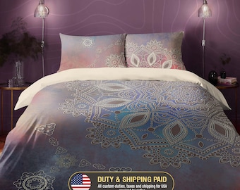 Mandala Duvet Cover Set - Boho Bedding - Vintage Home Decor, 25