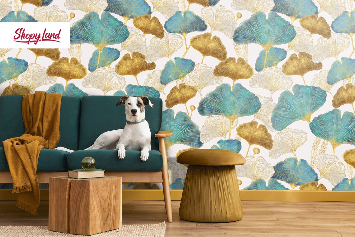 Ginkgo Leaves Peel and Stick Wallpaper Ginkgo Biloba Etsy