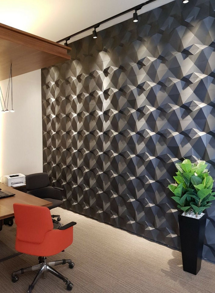 Image showcasing PENTA 3D Wall Panels – Geometric Wall Paneling System – DIY Copolymer ...