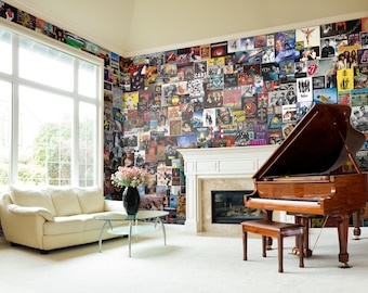 Rock Legends Posters Removable or Traditional Wallpaper, Hard Rock Posters Peel and Stick, Rock Posters Collage, W215