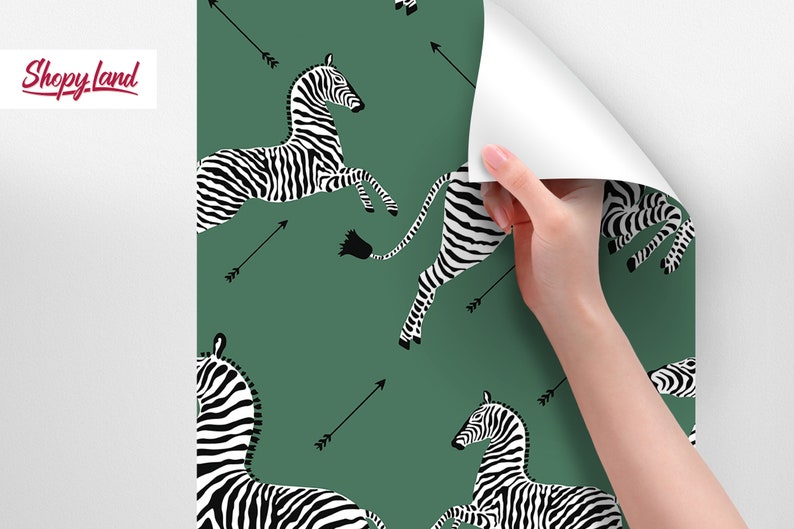 Zebra Removable Wallpaper Vintage Peel and Stick Wallpaper Etsy