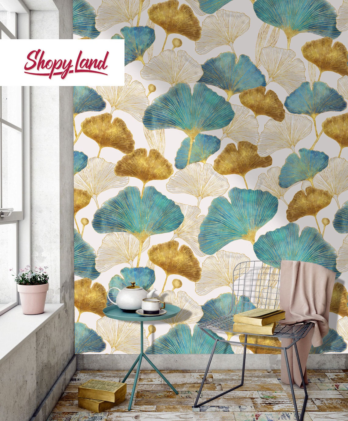 Ginkgo Leaves Peel and Stick Wallpaper Ginkgo Biloba - Etsy