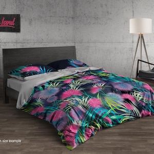 Watercolor Flowers Bedding Set – Aquarelle Floral Duvet Cover and Custom Comforter – Elegant Botanical Bed Sheets by ShopyLand, B164