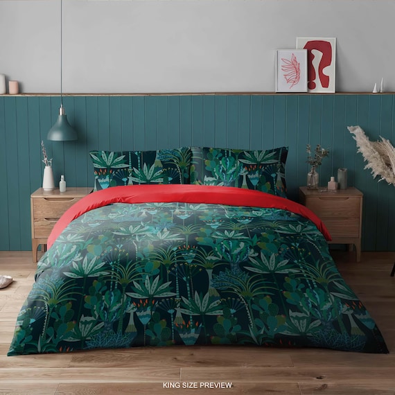 Palmenbltter Bettbezug  Tropische Baumwollbettwsche mit Monstera und  Bananenblatt Design  Schnuffeltuch und Bettwsche von ShopyLand, B230 -  Etsy.de