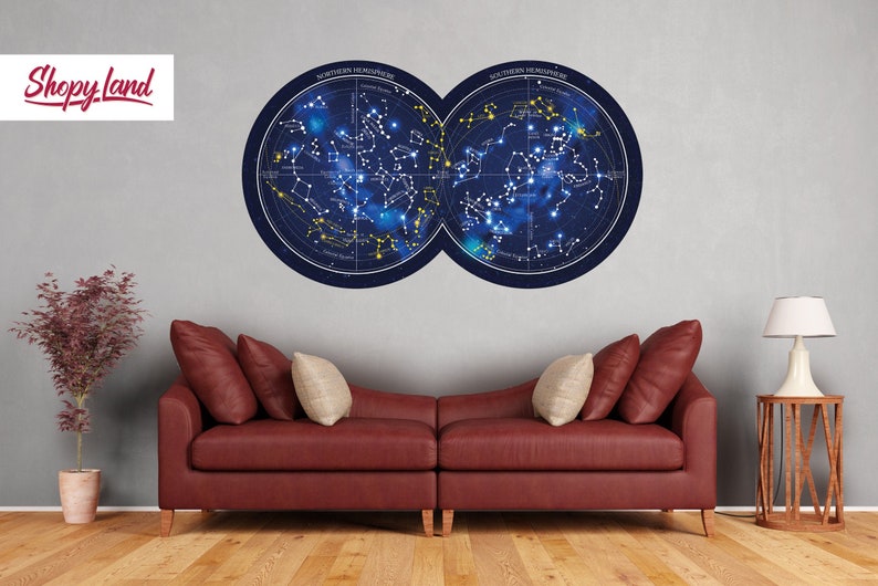 Removable Wall Mural Constellation Map Constellation Map Wall Etsy