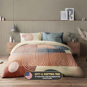 Set di biancheria da letto in stile metà secolo - Copripiumino astratto - Arredamento moderno per la camera da letto, 274