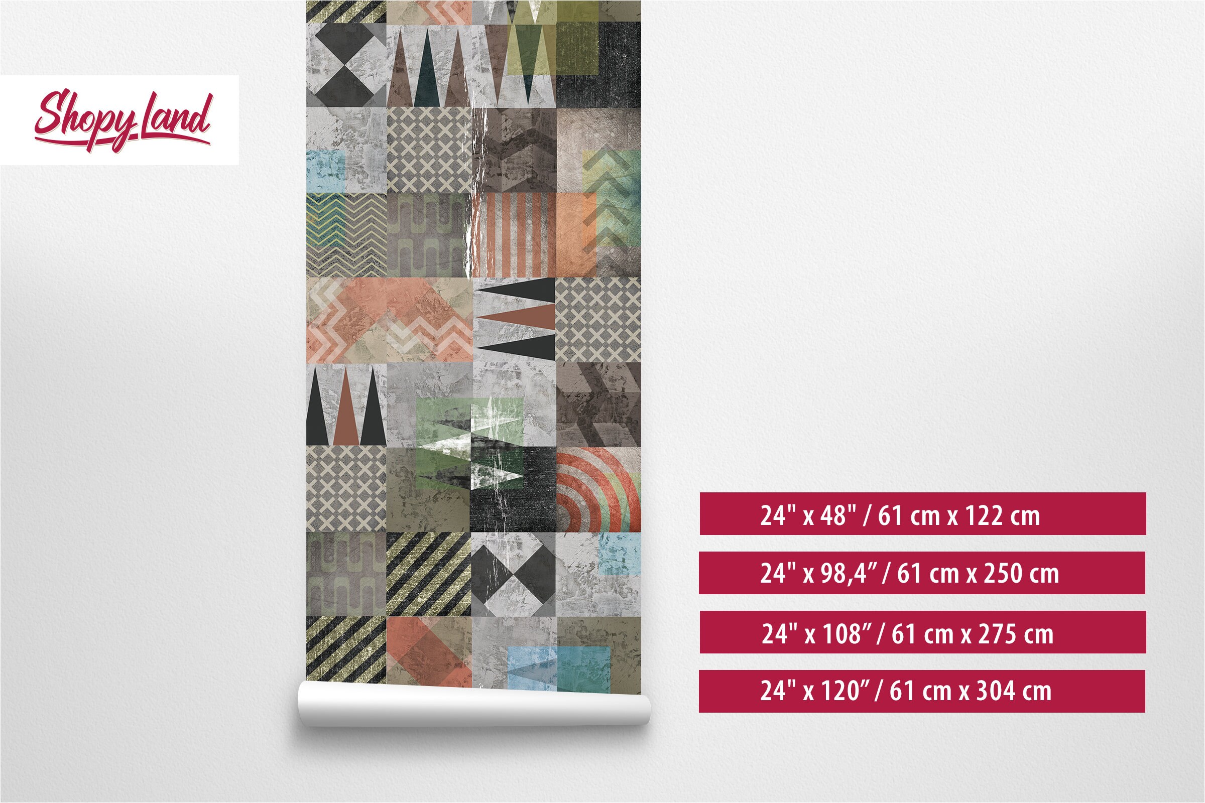 Modern Geometric Removable Wallpaper Patchwork Peel and Stick Etsy