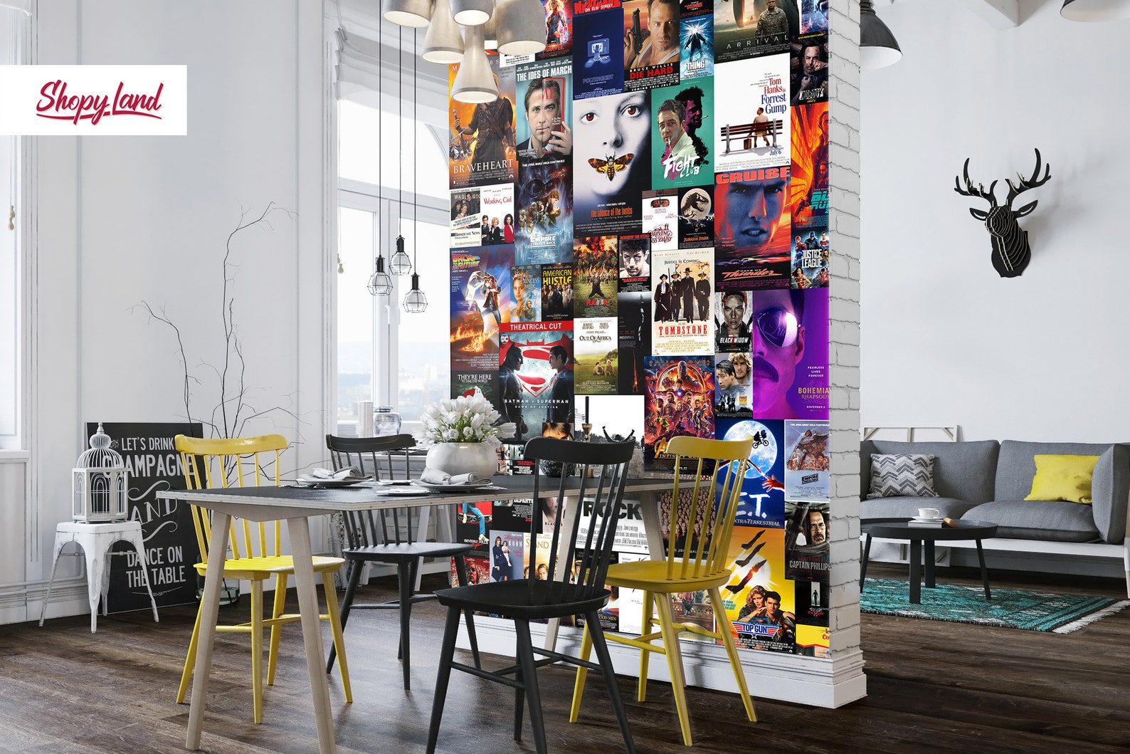 Movie Posters Removable Wallpaper, Removable Wall Mural, Peel and Stick ...