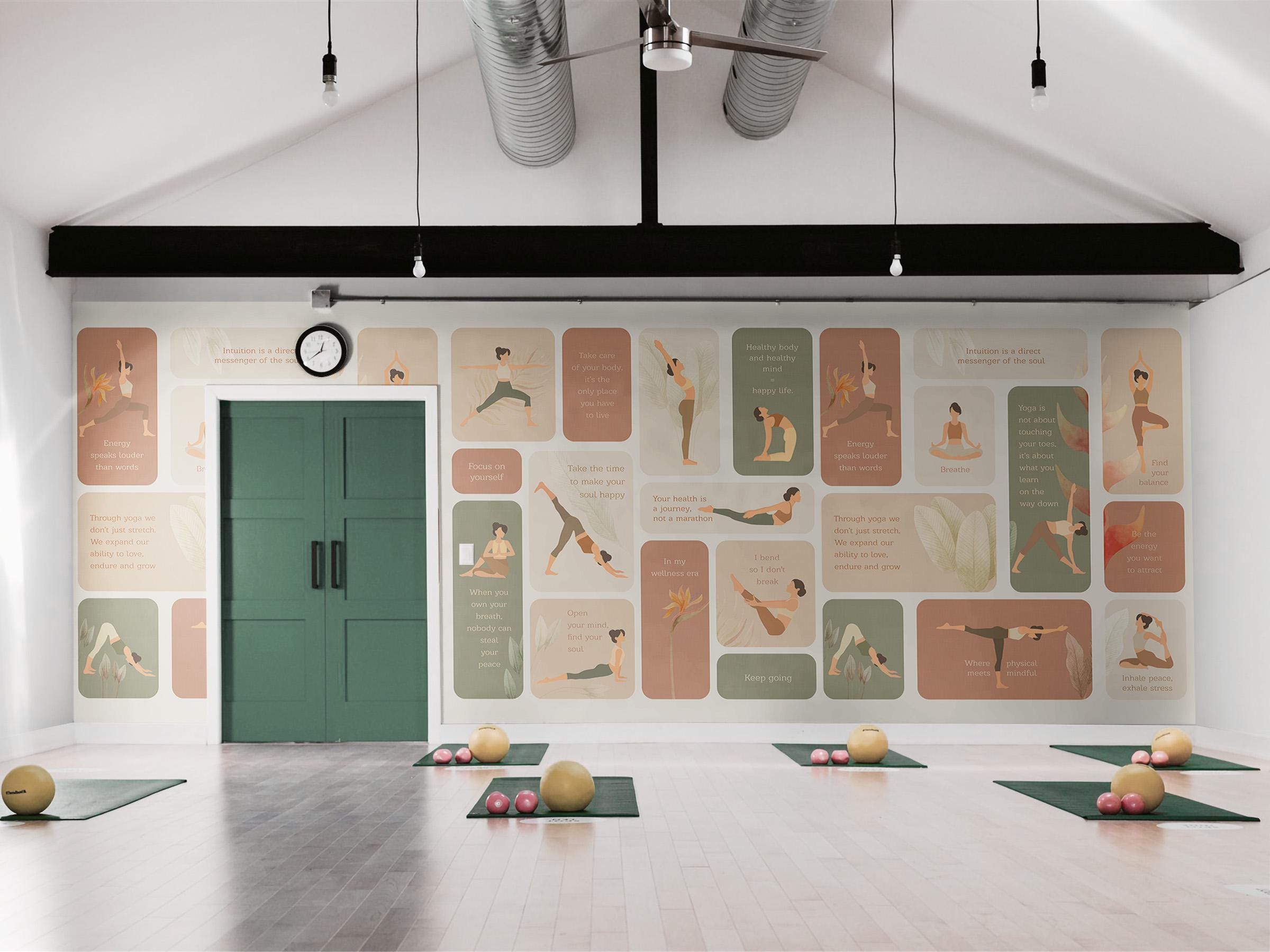 Yoga Poses Wallpaper – Peel and Stick or Unpasted Decal – Yoga ...