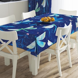 Dragonfly Tablecloths, Handcrafted Table Runners, Microfiber Table Napery, Breakfast Set, Table Linen Dragonflies Pattern, T07