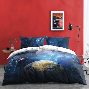 Galaxy Duvet Cover – Space Trip Bedding Set – Handmade Cosmic Comforter and Bed Sheets – Outer Space Bedroom Decor by ShopyLand, B178