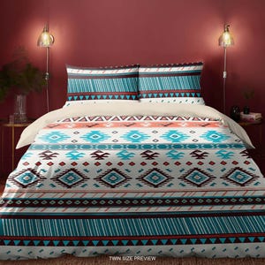 Bohemian Bedding Set – Mexican Folk Art Duvet Cover or Comforter – Ethnic Pattern Bed Sheets – Custom Bed Set by ShopyLand, B191