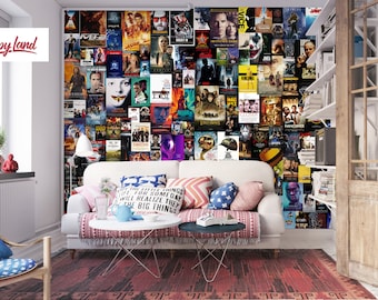 Carta da parati rimovibile con poster di film - Carta da parati tradizionale - Poster di film staccabili e attaccabili - Collage estetico non incollato di ShopyLand, W123
