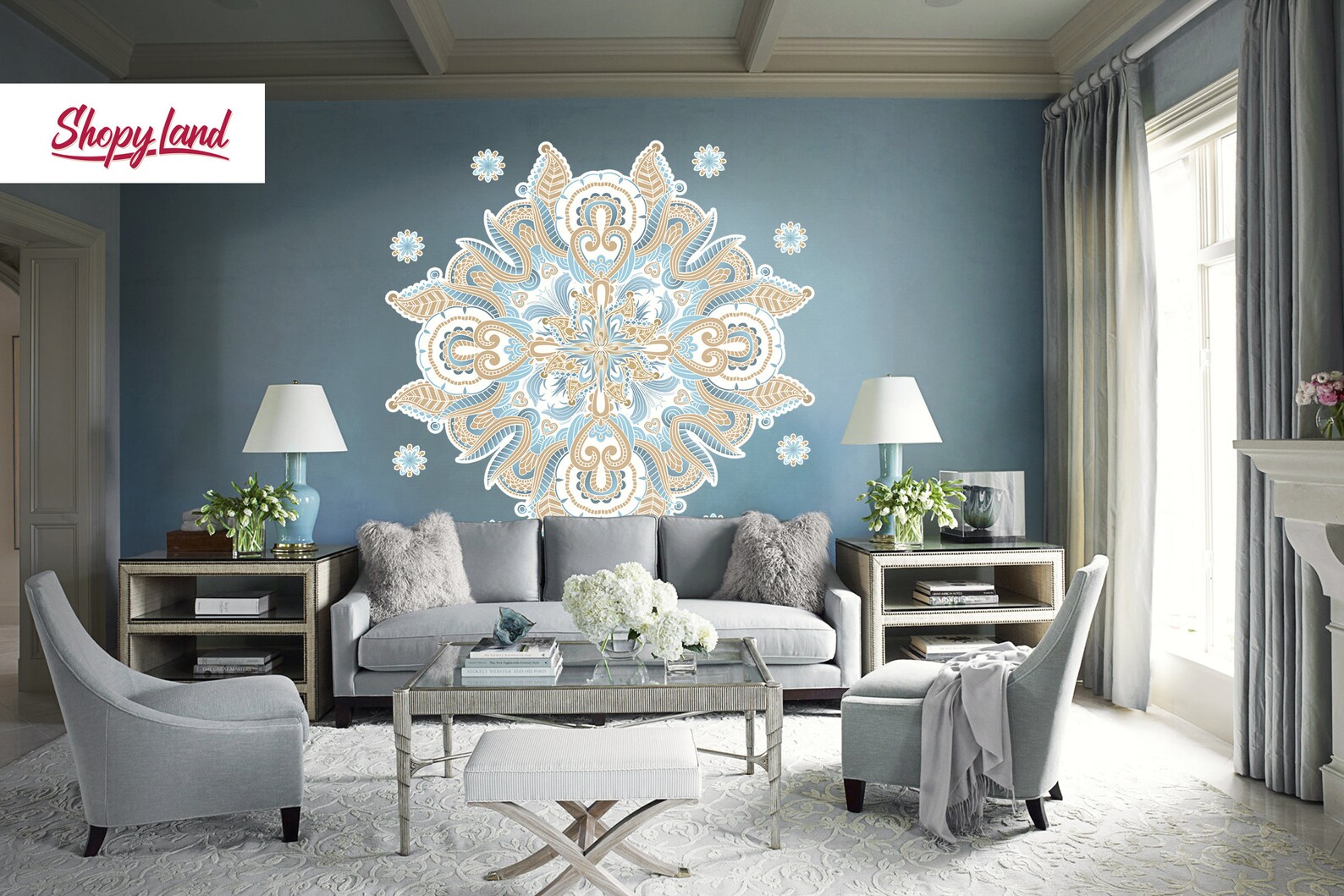 Wall Decal Boho Chic Mandala Mandala Wall Decor Peel and | Etsy