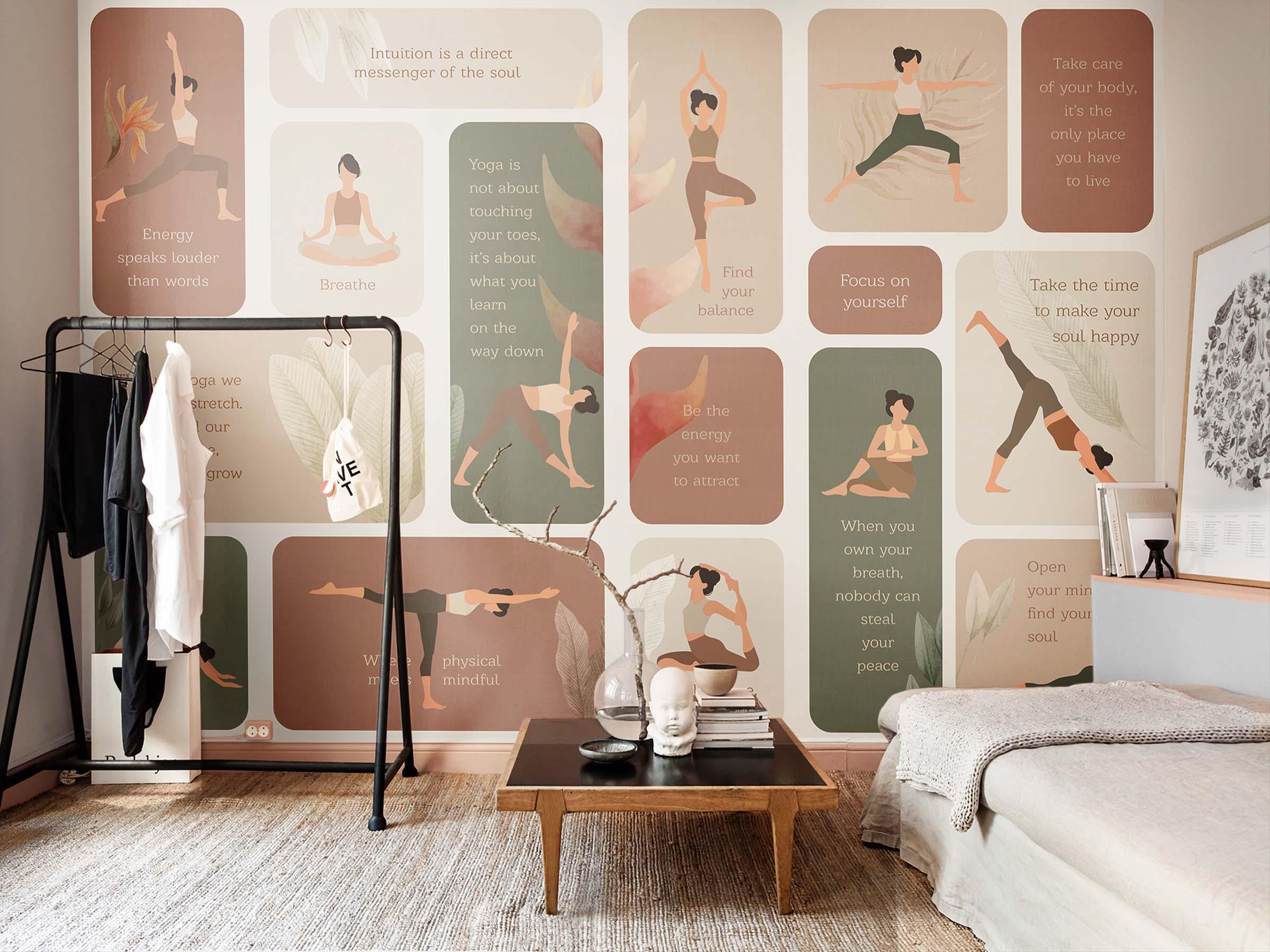 Yoga Poses Wallpaper – Peel and Stick or Unpasted Decal – Yoga ...