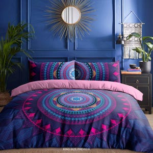 Colorful Mandala Duvet Cover – Oriental Comforter Set – Ornamental Bed Sheets – Boho Chic Bedroom Decor by ShopyLand, B30
