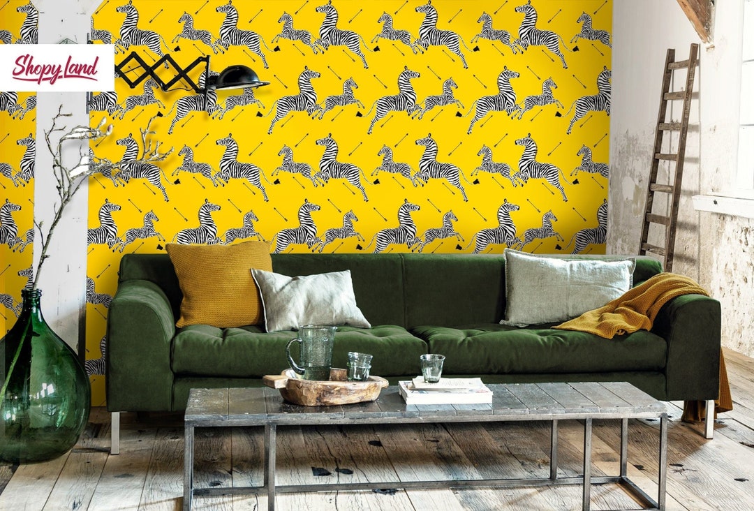 Zebra Removable Wallpaper, Vintage Peel and Stick Wallpaper, Zebras