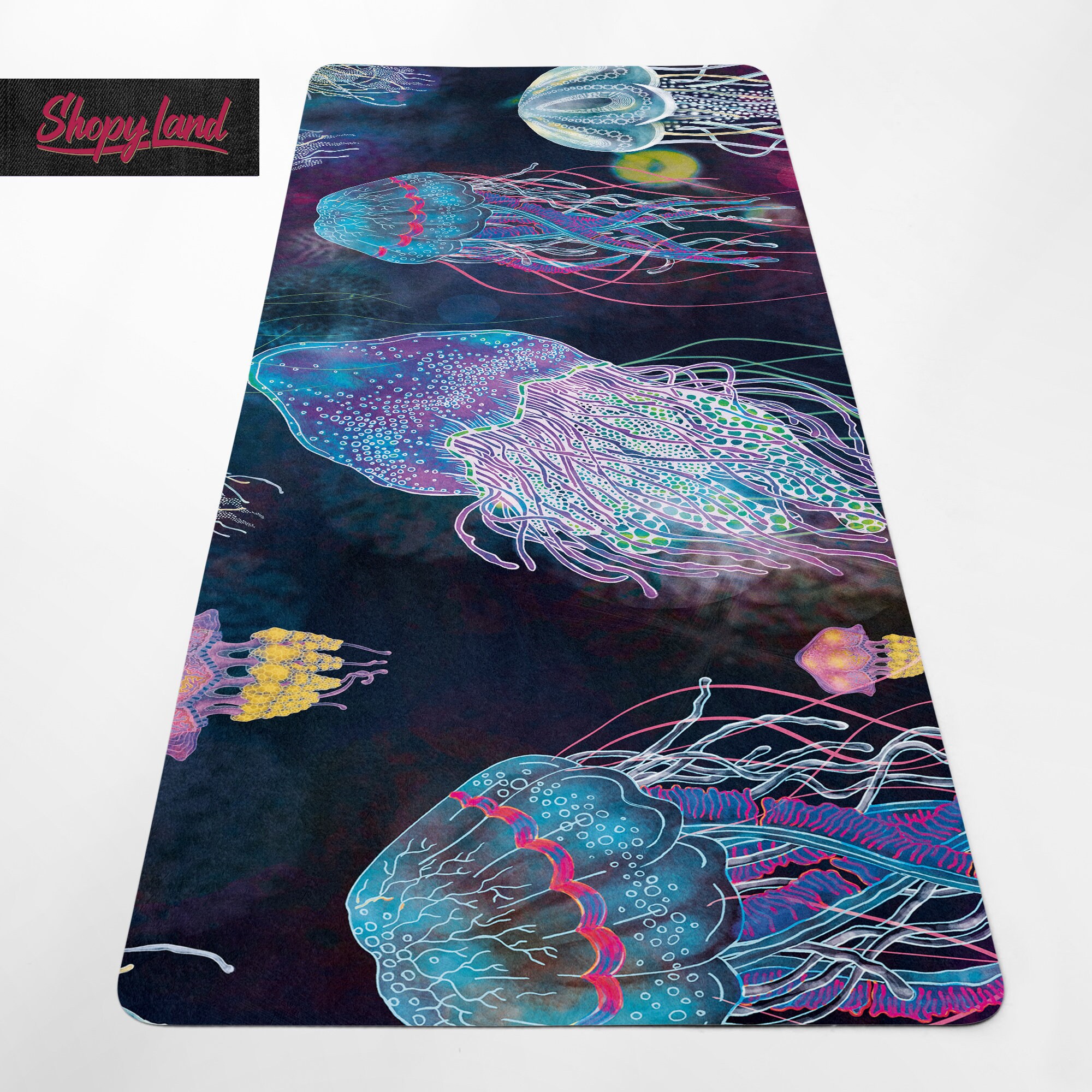 Natural Rubber Yoga Mat Colorful Pilates Rug Jellyfish Glow Yoga Mat Workout Mat with Strap Ocean Animals Fitness Mat Y94 Natural Rubber Yoga Mat Colorful Pilates Rug Jellyfish Glow Yoga Mat Workout Mat with Strap Ocean Animals Fitness Mat Y94
