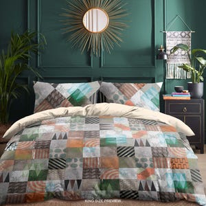 Vintage Comforter Set – Retro Italian Tiles Duvet Cover – Patchwork Bedding – Custom Made Sheet Set by ShopyLand, B196