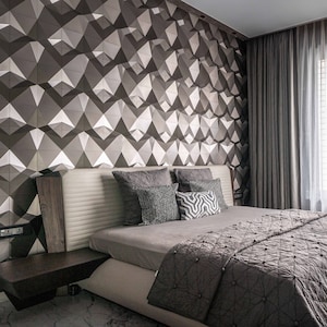 Geometrische 3D-wandpanelen PENTA / Moderne doe-het-zelf accentmuur / Decoratieve tegels afbeelding 6