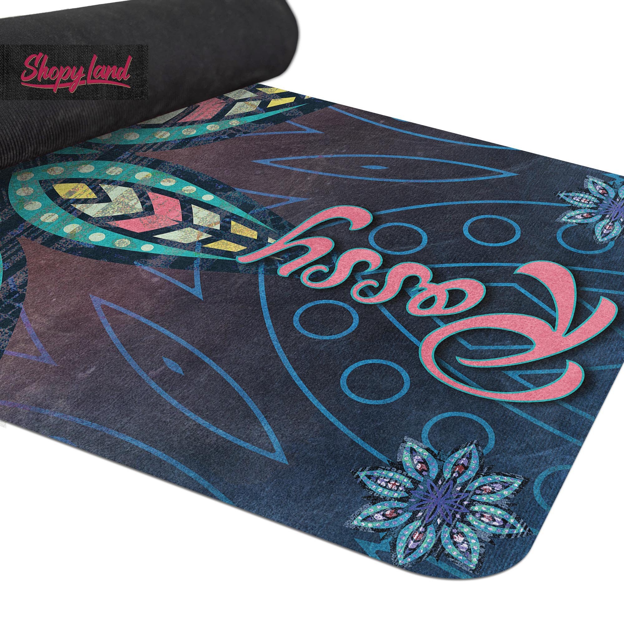 Natural Rubber Yoga Mat, Personalised Yoga Rug, Mandala Yoga Mat