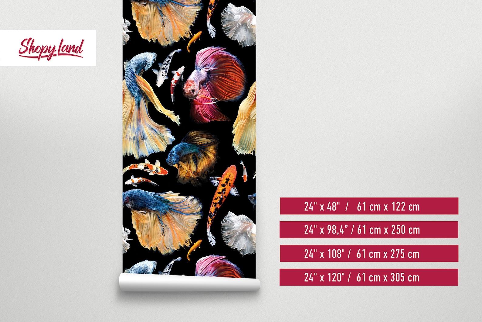 Colorful Fish Removable Wallpaper Koi Japanese Pond Fish Etsy