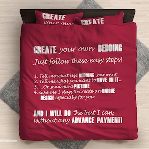 Custom Bedding Set – Personalized Duvet or Comforter – Create Your Own Sheet Set - Zippered Duvet Cover with Corner ties by CoolBedding