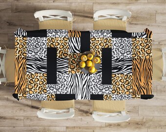 Zebra-Streifen-Muster Waschbar Kein Verblassen Tierwelt Tischdecke 