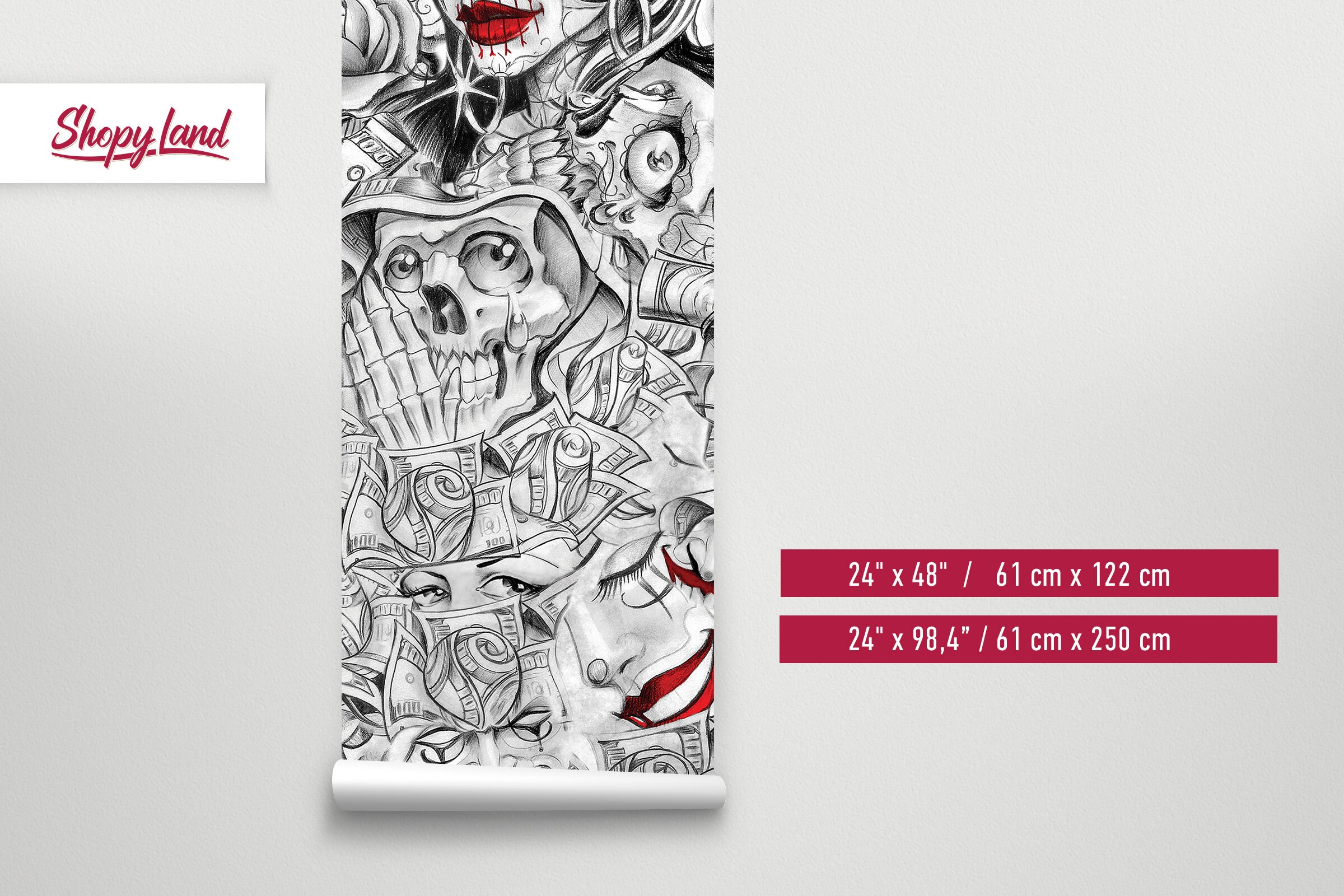 Removable Wallpaper Santa Muerte Muerte Tattoo Wall Mural - Etsy Finland