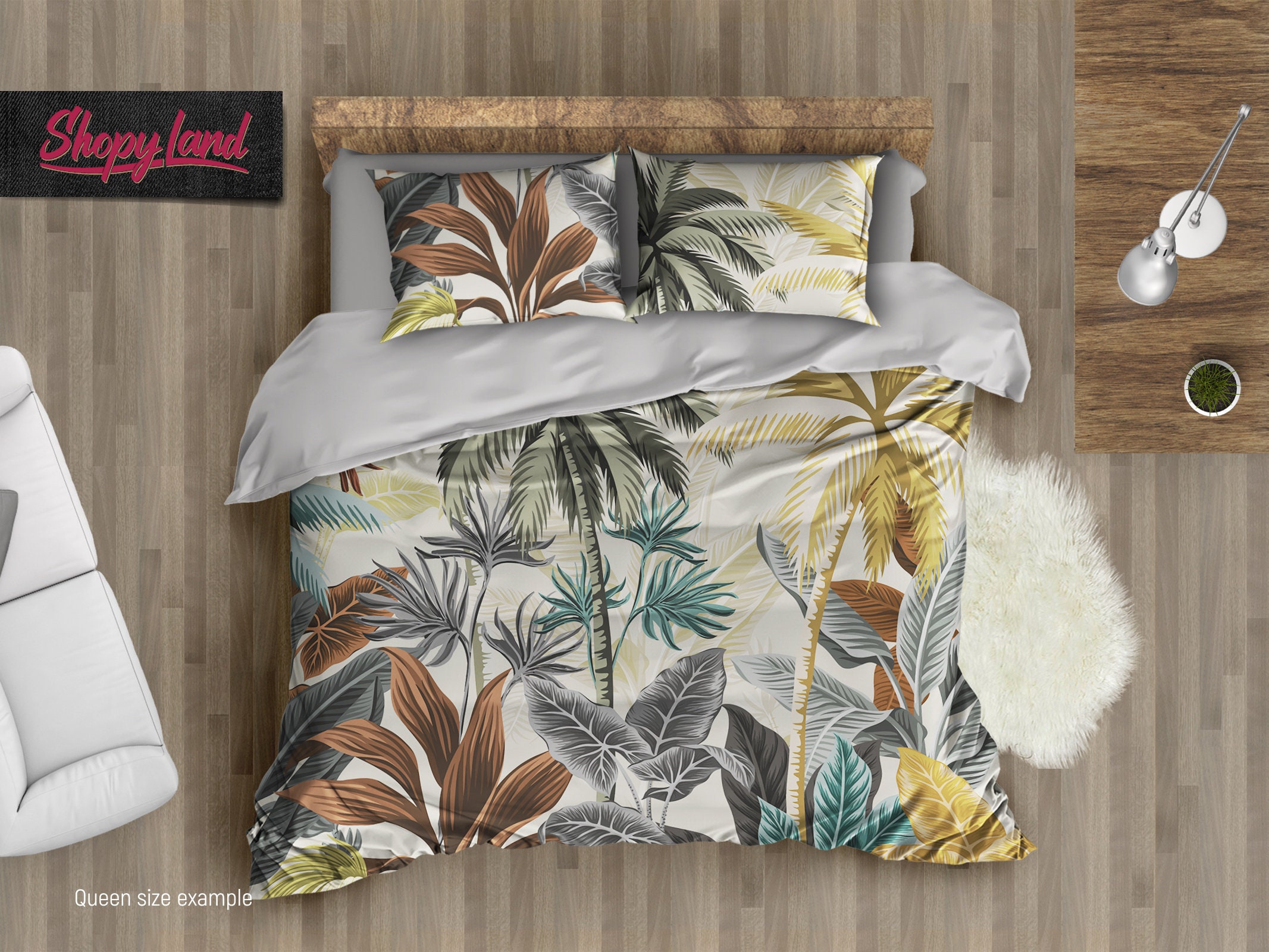 Jungle Bedding Set Tropical Leaves Duvet Cover Set Bohemian Etsy