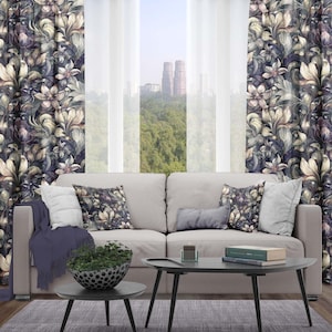 Floral Curtains Home Décor – Elegant Botanical Window Drapes – Vintage Style Flower Print Curtains for Bedroom, Dining Room, C26