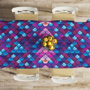 Mermaid Runners, Microfiber Tablecloths, Table Runners Mermaid Scale, Decorative Table Covering, Set for Dining Room, Table Pads, T01