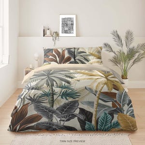 Jungle Bedding Set – Tropical Leaves Duvet Cover – Bohemian Bedding – Cotton Bed Sheets – Green Botanical Decor by ShopyLand, B224