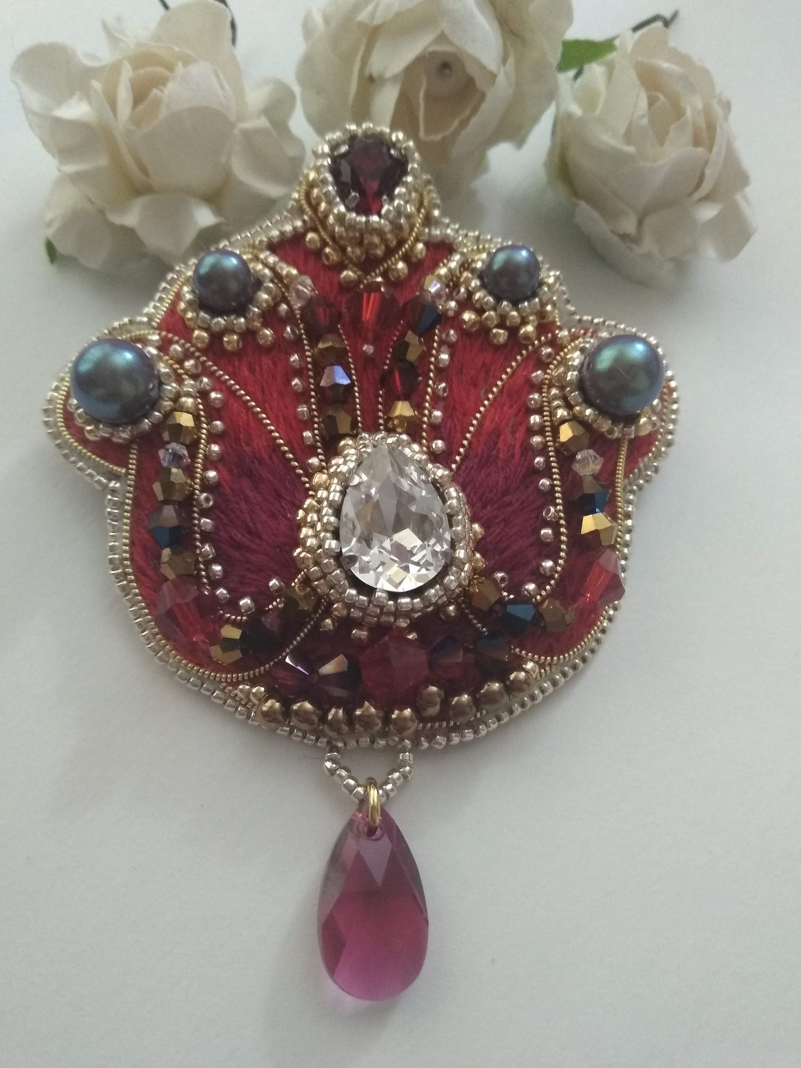 Embroidery brooch beaded brooch handmade jewelry beaded Etsy