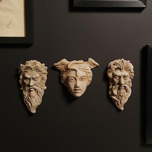 Deus Trio, Wall Sculpture, Handmade, Wall Art, Zeus Figure, Greek God, Mythology, Ozan Varel, Poseidon, Zeus, Medusa, Sculpture, Art, Decor
